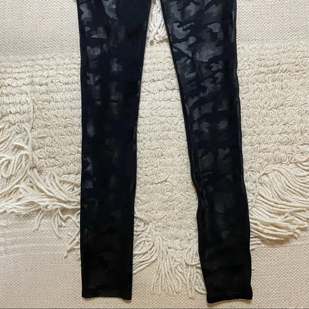 SPANX black faux leather camo leggings XS